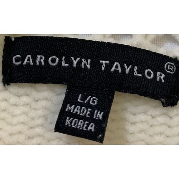 Carolyn Taylor White Long Sleeve V Neck Crochet Neckline Soft Girl Sweater Large - Picture 10 of 12